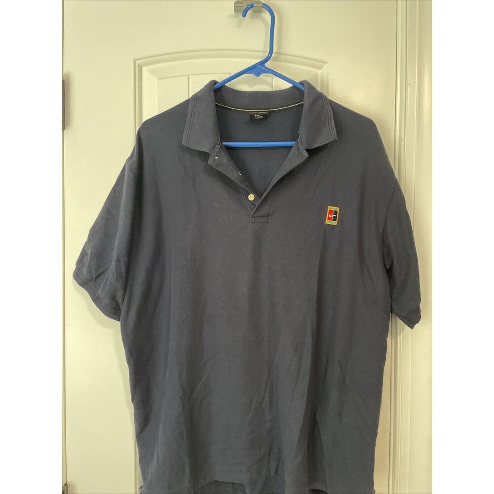 Vintage NIKE Men's Navy Blue Golf Polo Swoosh‎ Classic Logo Polo shirt Medium